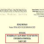 Pengumuman Penerimaan Calon Dosen Tetap Non PNS UI Tahun 2025