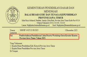 Surat Edaran Pendaftaran Workshop Guru Kreator Konten Tahun 2025
