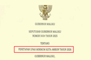SK Gubernur Maluku tentang UMK Ambon Tahun 2026