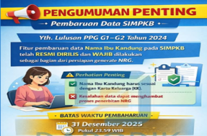 Pembaruan Data SIMPKB, Lulusan PPG 2024 Segera Verifikasi Nama Ibu Kandung