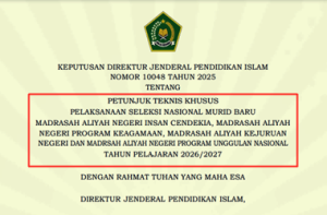 Juknis SNMB Madrasah Unggulan TA 2026/2027