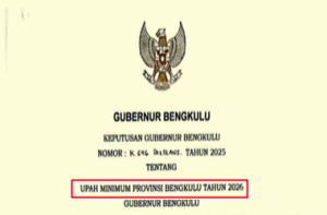 SK Gubernur Bengkulu tentang UMP Bengkulu Tahun 2026