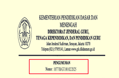 Surat Edaran Pengumuman Hasil Seleksi Substansi PPG Calon Guru Tahun 2025