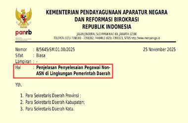 Surat Edaran Penjelasan Penyelesaian Pegawai Non ASN di Lingkungan Pemda