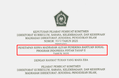SK Penetapan Penerima PIP Madrasah Tahap 2 Tahun 2025