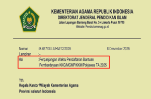 Surat Edaran Perpanjangan Waktu Pendaftaran Bantuan Pemberdayaan KKG/MGMP/KKM/Pokjawas TA 2025