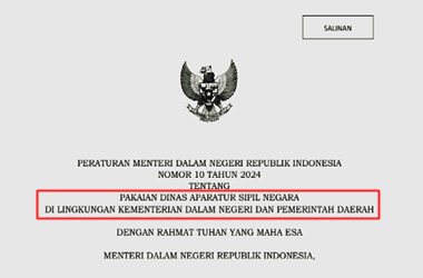 Permendagri Nomor 10 Tahun 2024 tentang Pakaian Dinas ASN di Lingkungan Kemendagri dan Pemda
