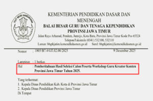 Pengumuman Hasil Seleksi Calon Peserta Workshop Guru Kreator Konten 2025