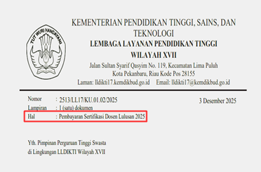 Surat Edaran Pembayaran Sertifikasi Dosen Tahun 2025