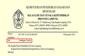 Undangan Peserta Pelatihan Pendidikan Inklusi Tahun 2025