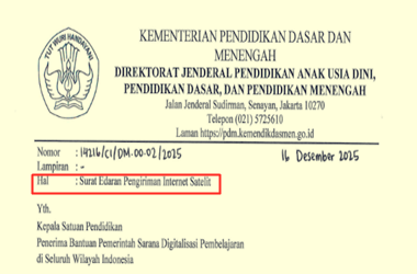 Surat Edaran Pengiriman Internet Satelit