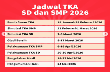 Jadwal TKA SD dan SMP Tahun 2026