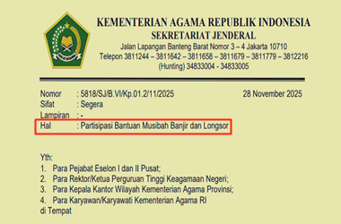 Surat Edaran Partisipasi Bantuan Musibah Banjir dan Longsor