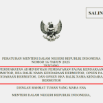 Permendagri Nomor 16 Tahun 2025 tentang Persyaratan Administrasi Pembayaran PKB, BBNKB, Opsen PKB, dan Opsen BBNKB