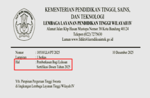 Surat Edaran Pemberkasan Bagi Lulusan Sertifikasi Dosen Tahun 2025