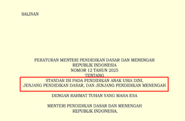 Permendikdasmen Nomor 12 Tahun 2025 tentang Standar Isi PAUD Dikdasmen