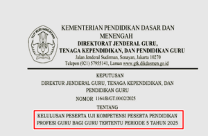 Pengumuman Kelulusan UKPPPG Bagi Guru Tertentu Periode 5 Tahun 2025