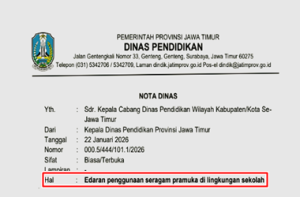 Surat Edaran Ketentuan Penggunaan Seragam Pramuka di Sekolah
