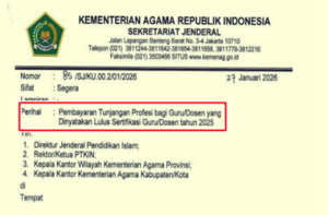 Surat Edaran Pembayaran Tunjangan Profesi Guru dan Dosen Lulusan Sertifikasi 2025