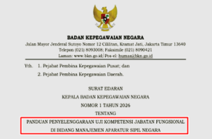 Surat Edaran Kepala BKN Nomor 1 Tahun 2026 tentang Panduan Uji Kompetensi Jabatan Fungsional di Bidang Manajemen ASN