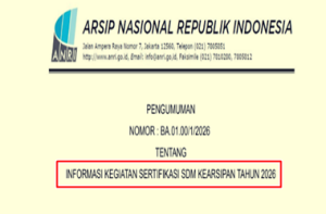 Pengumuman Uji Kompetensi Jabatan Fungsional Arsiparis dan Sertifikasi SDM Kearsipan Tahun 2026