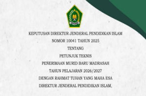 Kepdirjen Pendis Nomor 10041 Tahun 2025 tentang Juknis PMBM TA 2026/2027