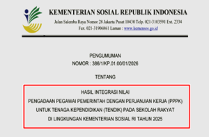 Pengumuman Hasil Integrasi Nilai PPPK Tendik Sekolah Rakyat Tahun 2025