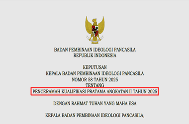 Keputusan Kepala BPIP Nomor 58 Tahun 2025 tentang Penceramah Kualifikasi Pratama Angkatan II Tahun 2025 