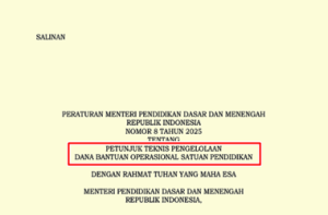 Permendikdasmen Nomor 8 Tahun 2025 tentang Juknis Pengelolaan BOSP