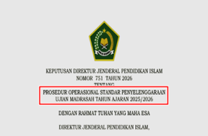 Kepdirjen Pendis Nomor 751 Tahun 2026 tentang POS Ujian Madrasah Tahun Ajaran 2025/2026