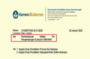 Surat Edaran Seleksi Tim Pengembangan Kurikulum SMK/MAK Tahun 2026