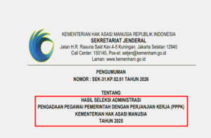 Pengumuman Hasil Seleksi Administrasi PPPK KemenHAM Tahun 2025