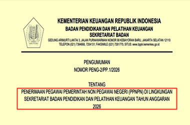 Rekrutmen Pegawai Pemerintah Non Pegawai Negeri (PPNPN) Sekretariat Badan Pendidikan dan Pelatihan Keuangan 2026   