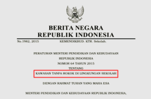 Permendikbud Nomor 64 Tahun 2015 tentang Kawasan Tanpa Rokok di Lingkungan Sekolah