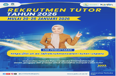 Rekrutmen Tutor Tutorial Online (Tuton) Universitas Terbuka Palu Tahun 2026