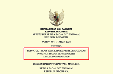 Keputusan Kepala BGN Nomor 401.1 Tahun 2025 tentang Juknis Tata Kelola Program MBG TA 2026