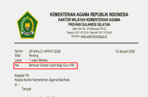 Surat Edaran Daftar Penerima BSU Guru PAI Non ASN TA 2025