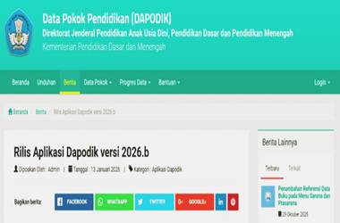 Rilis Aplikasi Dapodik Versi 2026.b
