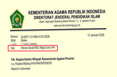 Surat Edaran Revisi Surat BSU Bagi Guru PAI Tahun 2025