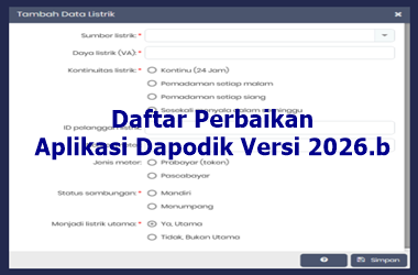 Daftar Perbaikan Aplikasi Dapodik versi 2026.b