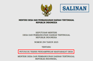 Kepmendesa Nomor 294 Tahun 2025 tentang Juknis Pendampingan Masyarakat Desa