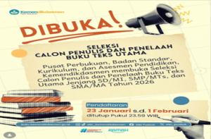 Seleksi Calon Penulis dan Penelaah Buku Teks Utama SD SMP SMA Tahun 2026