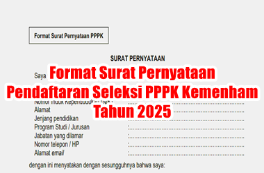 Format Surat Pernyataan Pendaftaran Seleksi PPPK Kemenham 2025