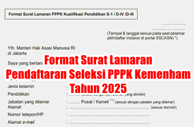 Format Surat Lamaran Pendaftaran Seleksi PPPK Kemenham 2025