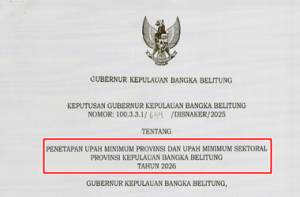 SK Gubernur tentang UMP dan UMSP Kepulauan Bangka Belitung Tahun 2026