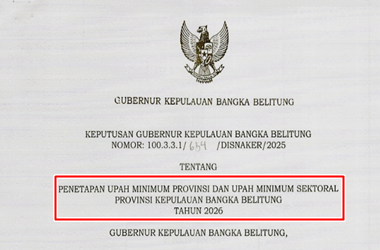 SK Gubernur tentang UMP dan UMSP Kepulauan Bangka Belitung Tahun 2026