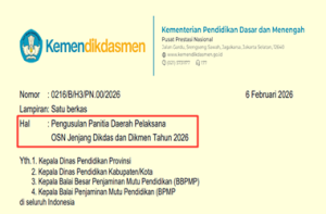 Surat Edaran Informasi Pengusulan Panitia Daerah Pelaksanaan OSN Dikdasmen 2026