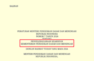 Permendikdasmen Nomor 7 Tahun 2026 tentang Penyelenggaraan Kearsipan Kemendikdasmen