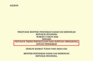 Permendikdasmen Nomor 8 Tahun 2026 tentang Juknis Pengelolaan Dana BOSP 2026