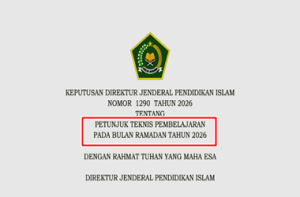 Kepdirjen Pendis Nomor 1290 Tahun 2026 tentang Juknis Pembelajaran di Bulan Ramadan 2026